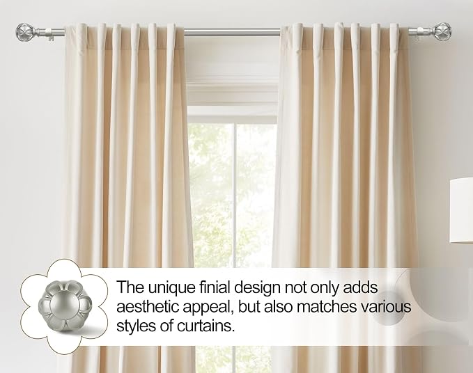 KAMANINA 1 Inch Curtain Rod Telescoping Single Drapery Rod 36 to 72 Inches - Image 3