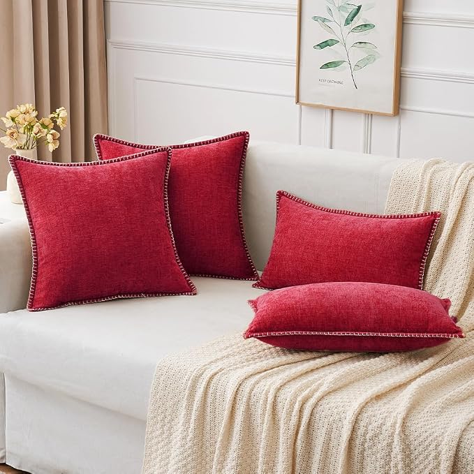 MIULEE Pack of 2 Christmas Pillow Covers 18x18 Inch Red Farmhouse Decorative - Image 8