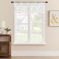 MRTREES Sheer Curtain Valances 2 Panels, Leaves Embroidered Voile Valance by MRTREES