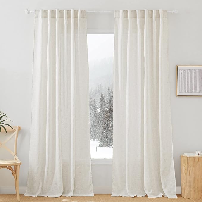 RYB HOME Flax Linen Blend Curtains by RYBHOME