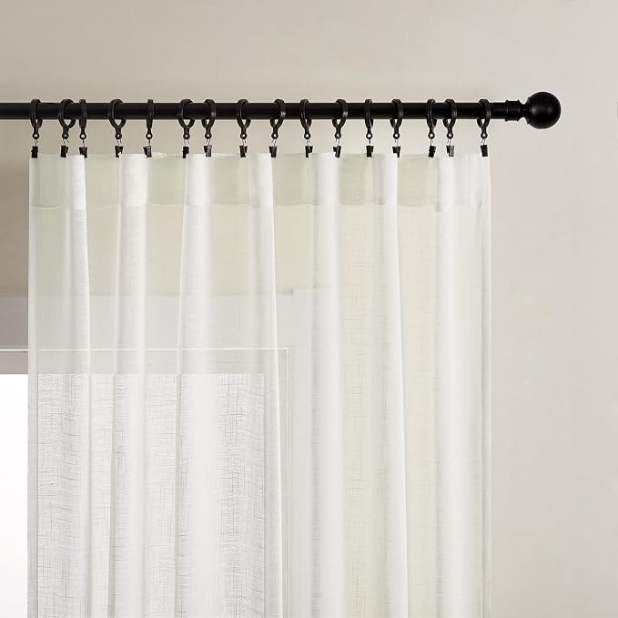 Joydeco Sheer Curtains 84 Inches Long, Cream Curtains - Image 2