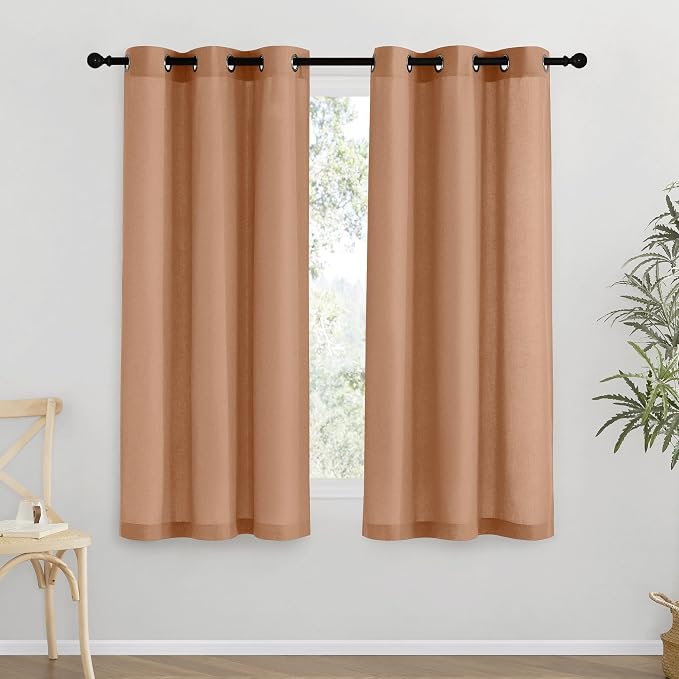 NICETOWN Burnt Orange Short Linen Curtains by NICETOWN