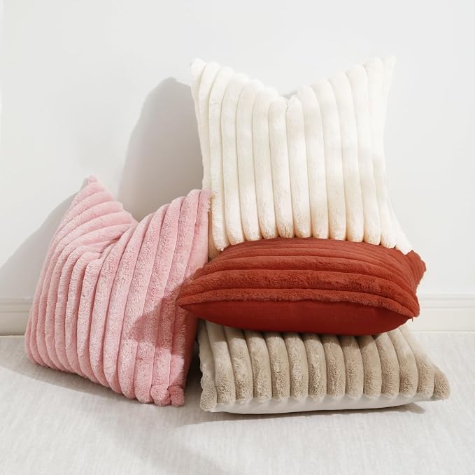 decorUhome Cozy Faux Fur Throw Pillow Covers 16x16 Set of 2 Decorative Soft - Image 5