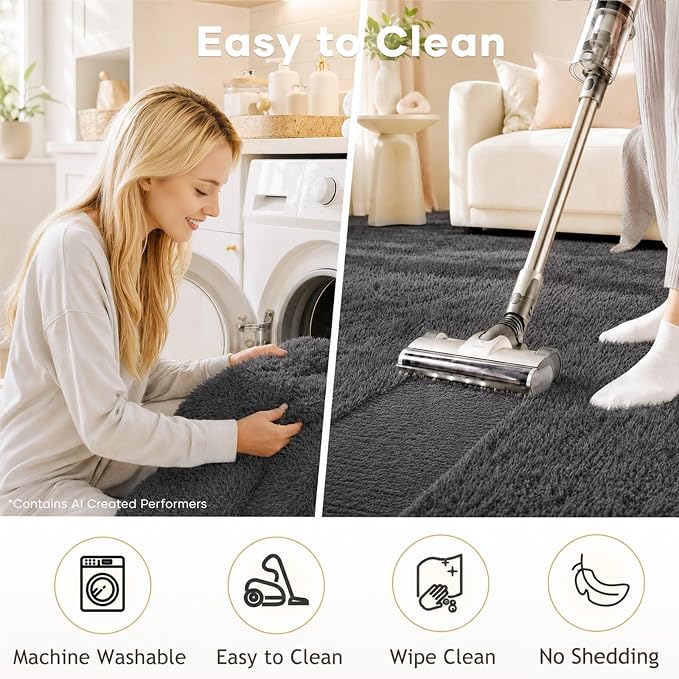 Ophanie Rugs for Living Room, Upgrade Non-Slip Fluffy Soft 5x8 Area Rug - Image 4