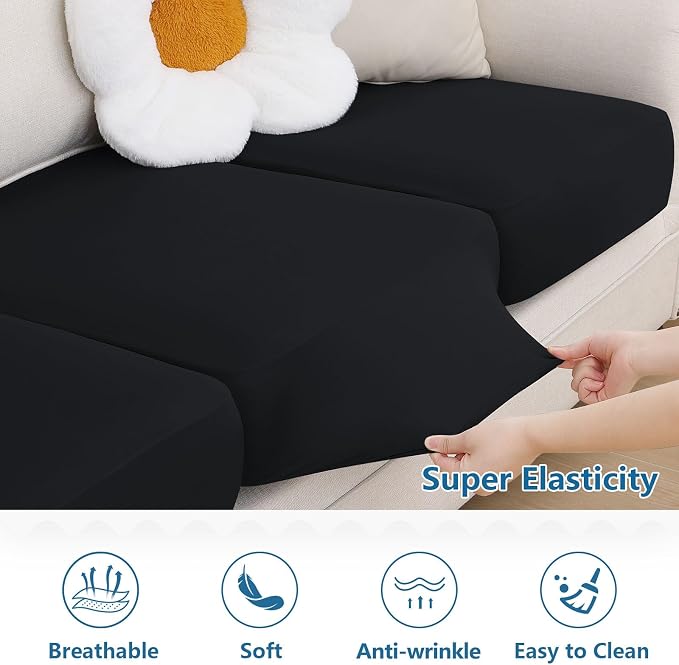 hyha Milk Silk Couch Cushion Covers, Soft Magic Sofa Covers Washable - Image 5