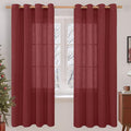 LAMIT Burgundy Red Linen Curtains 72 Inch by LAMIT