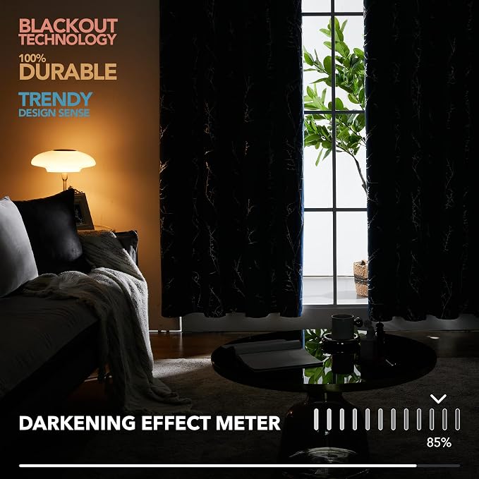Deconovo Black Blackout Curtains, Thermal Insulated Soundproof Privacy Curtain - Image 5