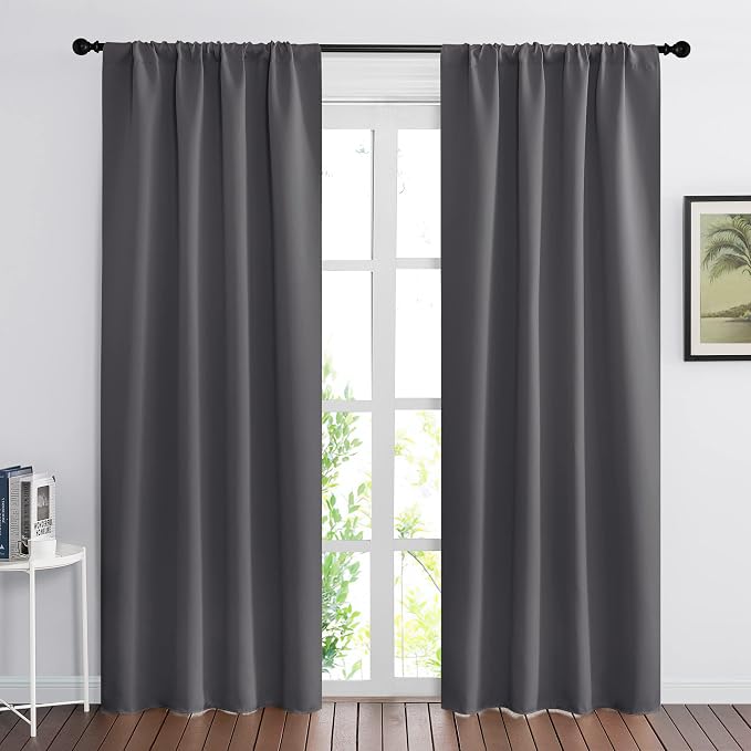RYB HOME 2 Panels Blackout Doorway Curtains, Thermal Insulated Privacy Rod by RYBHOME