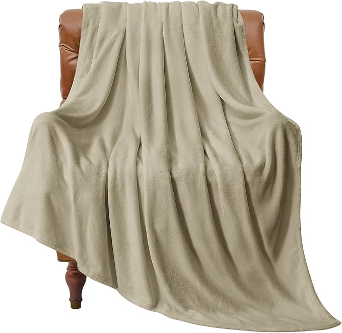 BEDELITE Fleece Blanket Oat Linen Throw Blankets by BEDELITE