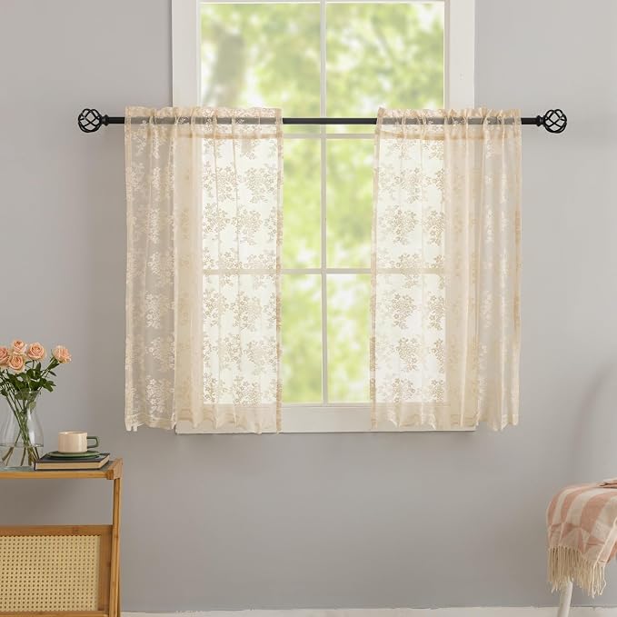 YJ YANJUN Vintage Lace Curtains 36 inch Length by YJYANJUN