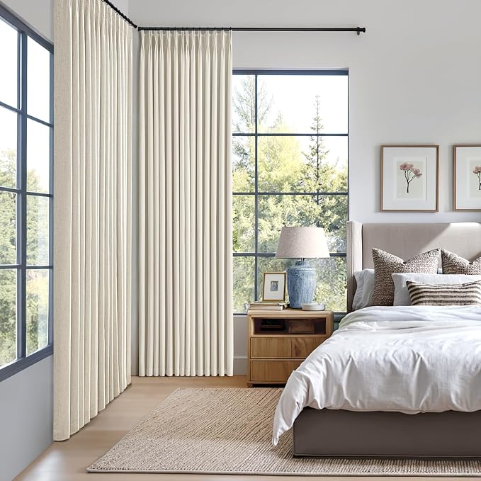 MIULEE Linen Pinch Pleated 100% Blackout Linen Curtains 40x84 Inches | Room - Image 2