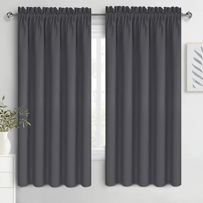 DWCN Bedroom Blackout Curtains 70 x 63 Inches Length 2 Panels Set, Solid by DWCN