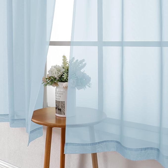 Lecloud Sky Blue Sheer Curtains - Image 8