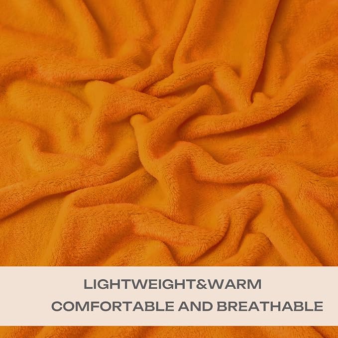 JIAHANNHA Orange Throw Blanket Fleece Blanket 60"x80", Super Soft Cozy Plush - Image 2