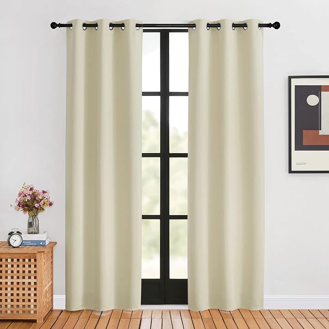 NICETOWN Blackout Beige Curtains 80 inch Long by NICETOWN