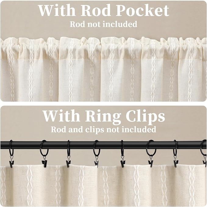 Boho Kitchen Valance for Windows, 52 x 18 Inch, 1 Panel - Image 3