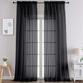 Gwine Black Sheer Curtains 120 Inches Long 2 Panels Set, Extra Long Sheer Black by Gwine