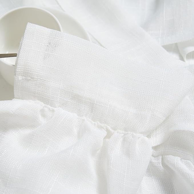 jinchan Ruffled Valance Curtain Slubbed Crossed Kitchen Valance Vintage - Image 9