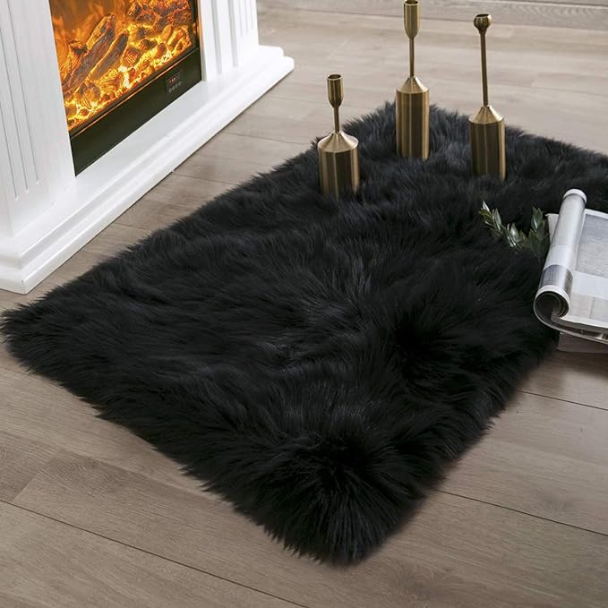 Ashler Faux Fur Rug, Fluffy Shaggy Area Rug Ultra Soft 2 x 2.9 Feet Rectangle by AshlerHomeDeco