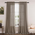 Dark Taupe Linen Curtains 90 Inch Length 2 Panels Set by Nanspring