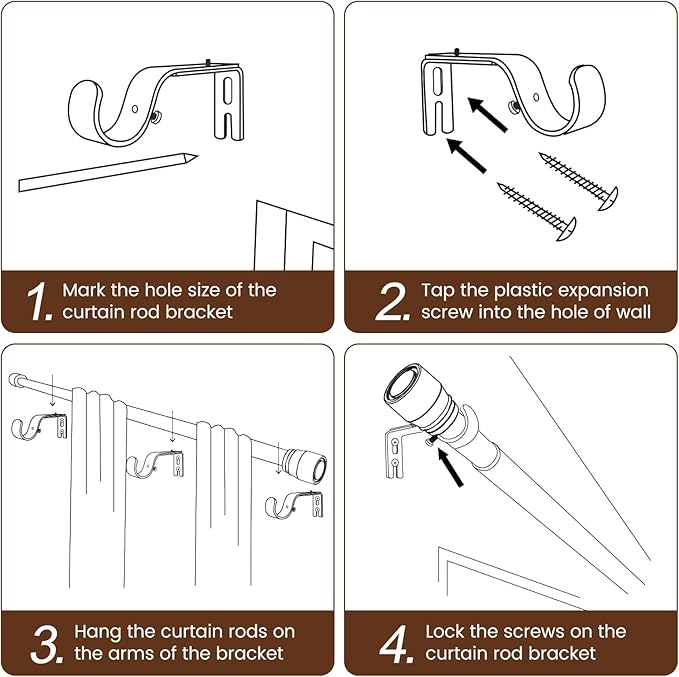 1” Diameter Curtain Rods Itself is 30 to144 inch 1 Pack Fit 30-142 inch - Image 5