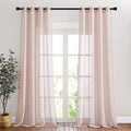 NICETOWN Pink Curtains Linen Sheer Textured, Grommet Semi Sheer Linen Weave by NICETOWN