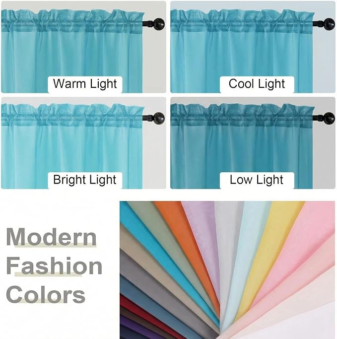 Sheer Curtains 63 Inch Length 2 Panels Set - Image 7