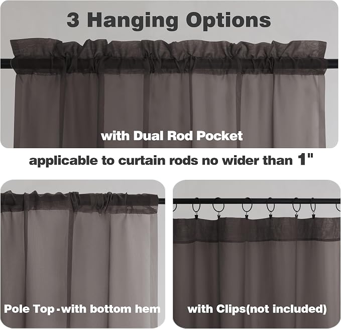 Chyhomenyc Chocolate Brown Sheer Valances - Image 5
