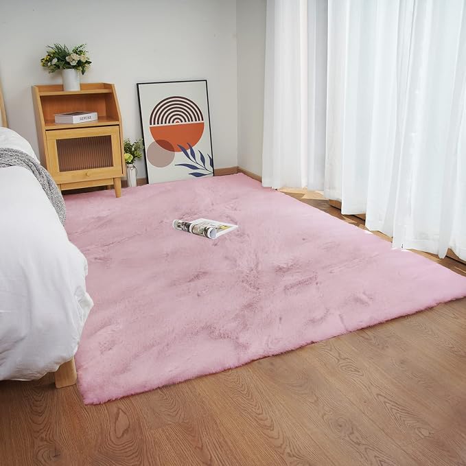 Ghouse Ultra Soft Faux Rabbit Fur Rug 5x7, Machine Washable Area Rugs - Image 2