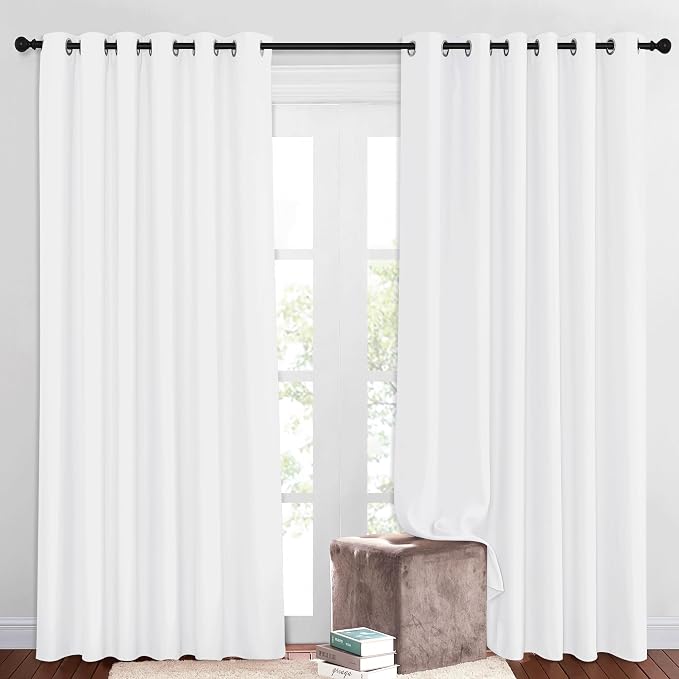 NICETOWN 50% Blackout Pure White Sliding Glass Curtains 2 Panels Set by NICETOWN