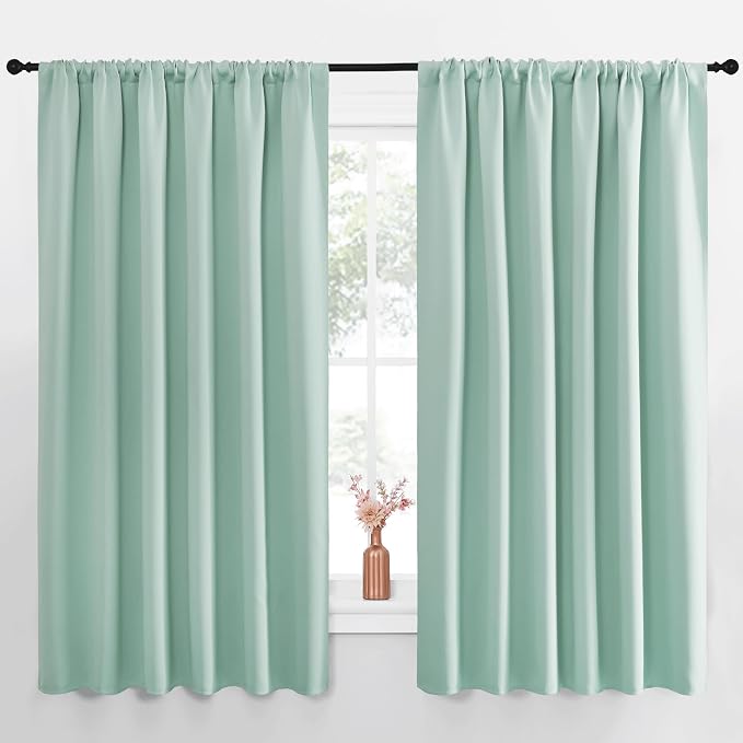 NICETOWN Blackout Curtains for Bedroom, Aqua Blue, 1 Pair, 62 by 63-inch by NICETOWN