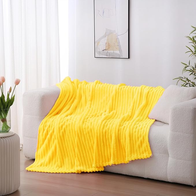Bright Yellow Fleece Throw Blanket 50”×60” - Image 3