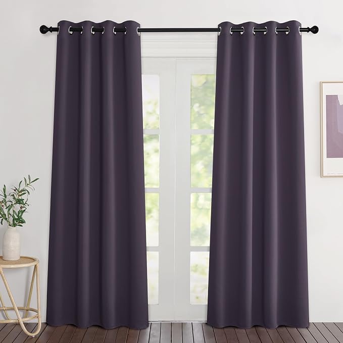 NICETOWN Greyish Purple Blackout Curtains 84 inch Length 2 Panels, Grommet by NICETOWN