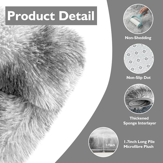 Tie-Dyed Fluffy Round Rug, Soft Area Rugs - Image 4