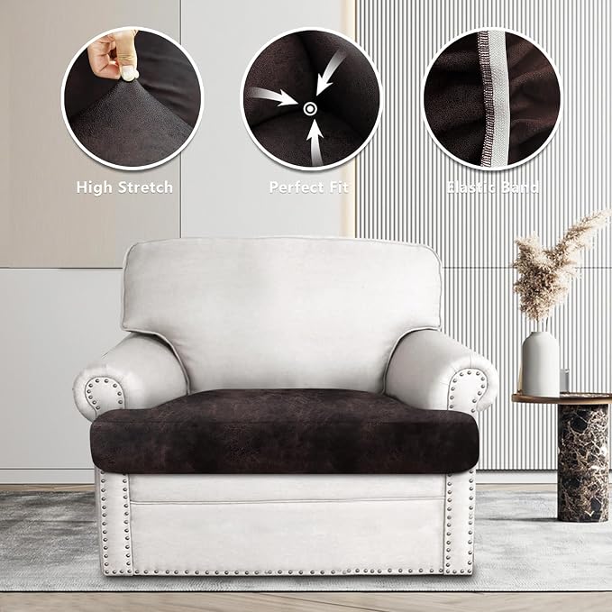 Leather Look Couch Cushion Covers Sofa Seat Slipcovers Sets Couches Furniture - Image 6