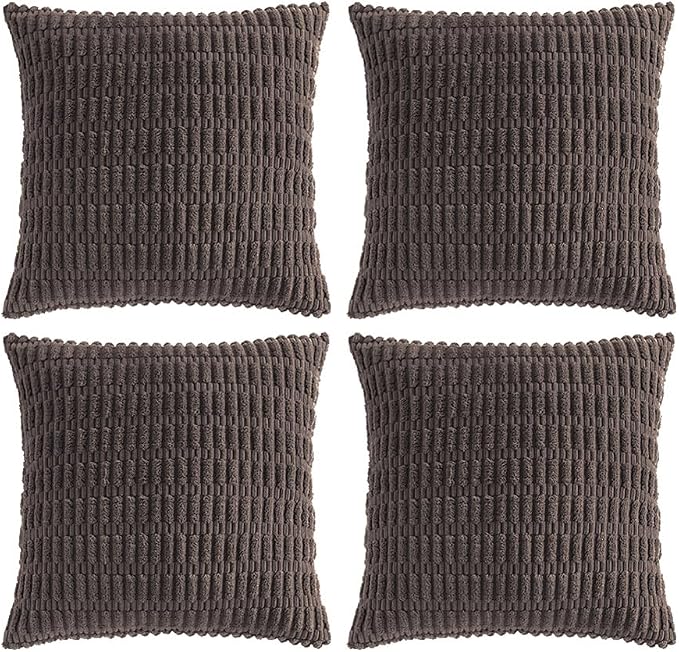 Fancy Homi 4 Packs Boho Dark Brown Decorative Throw Pillow Covers 14x14 Inch by Fancy+Homi