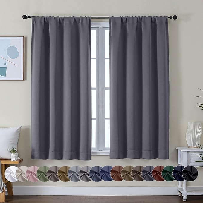 Simplebrand Ava Grey Short Blackout Curtains by Simplebrand