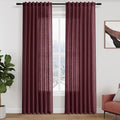 Nanspring Burgundy Linen Curtains 80 Inch Length by Nanspring