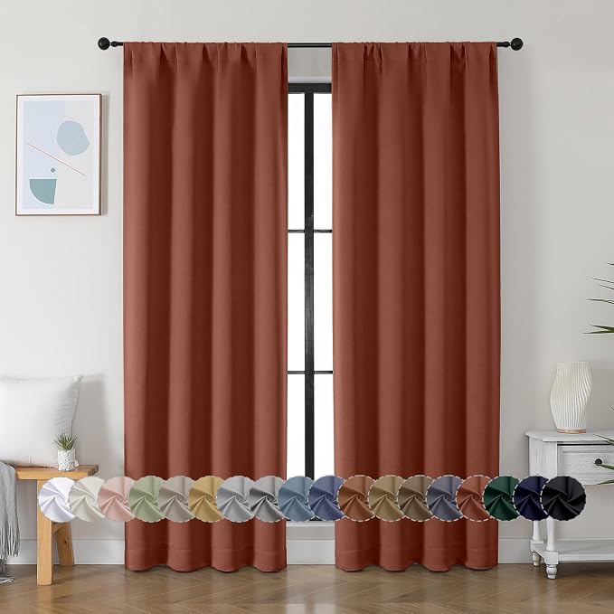 Simplebrand Ava Terracotta Blackout Curtains by Simplebrand