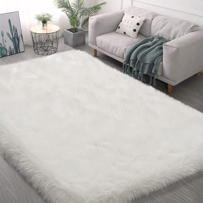 Fluffy Area Rug, Furry Bedside Nursery Rug Plush Indoor Floor Carpet - Image 9