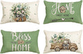 AVOIN colorlife Bless Our Home Farmhouse Eucalyptus Leaves Throw Pillow Covers by AVOINcolorlife