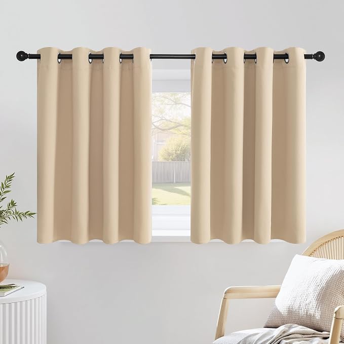 NICETOWN Biscotti Beige Cafe Curtains 36 inches Long, Grommet Thermal Drapes by NICETOWN
