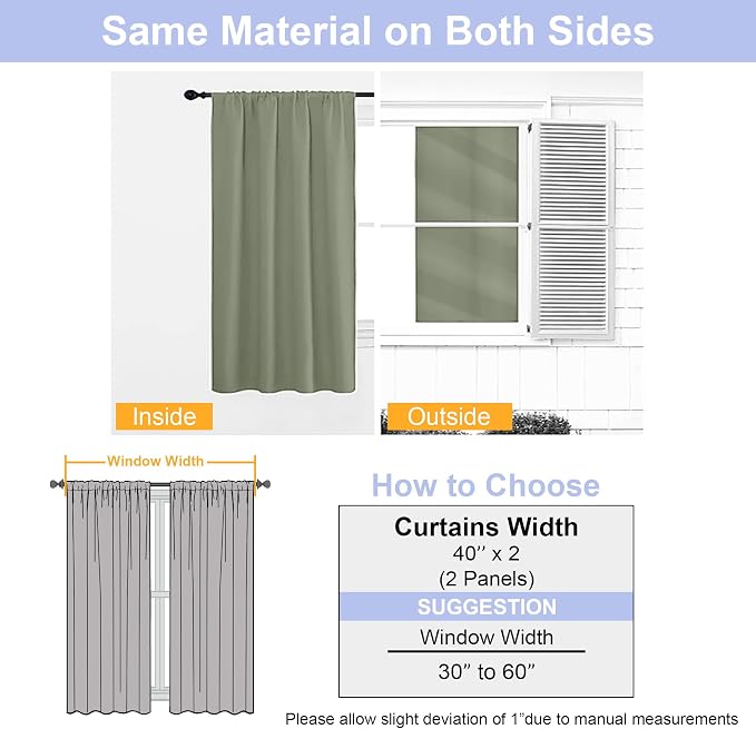 Simplebrand Ava Sage Green Short Blackout Curtains - Image 8