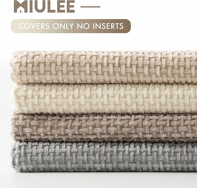 MIULEE Pack of 4 Couch Throw Pillow Covers 18x18 Inch Neutral Beige/Brown Soft - Image 6