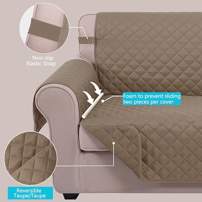 U-NICE HOME Recliner Chair Covers Reversible Quilted Water Repellent Pet - Image 3