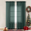 Chyhomenyc Hunter Green Sheer Curtains 84 inches Long 2 Panels, Light Filtering by Chyhomenyc