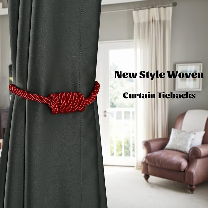 BEL AVENIR Magnetic Curtain Tiebacks, Decorative Drapery Holdbacks Modern Woven - Image 6