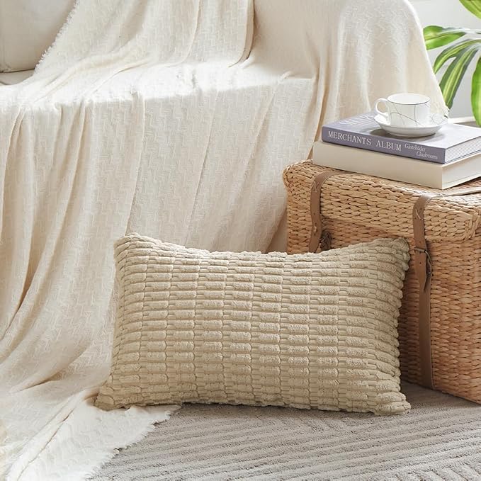Fancy Homi 4 Packs Tan Decorative Throw Pillow Covers 14x24 Inch - Image 2