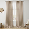 Sepia Beige Linen Curtains 120 Inches Long by Nanspring
