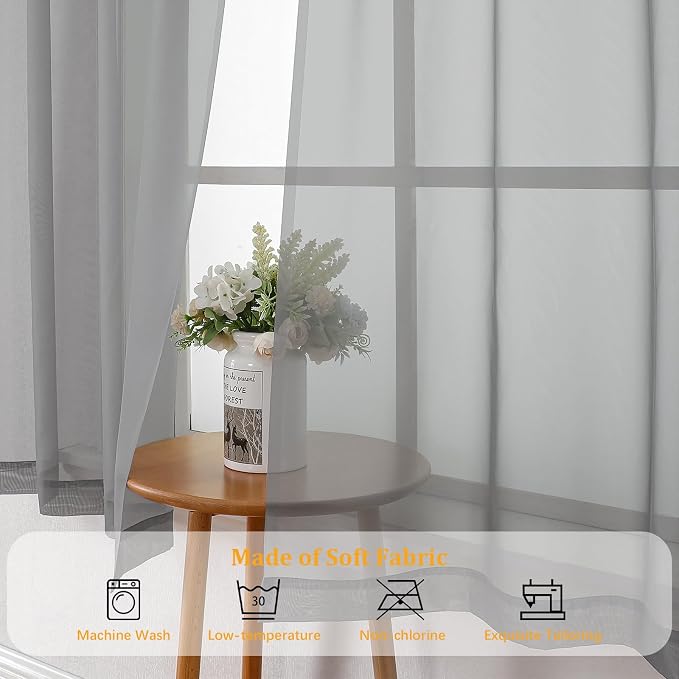 Gwine Light Grey Sheer Curtains - Image 7